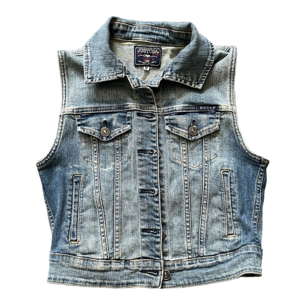 #034, Just USA, cropped denim vest, size M